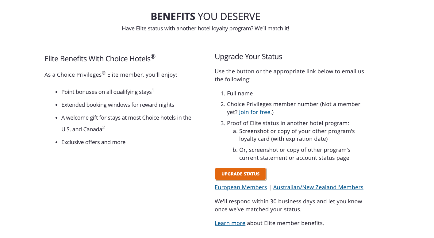 Choice Privileges status match